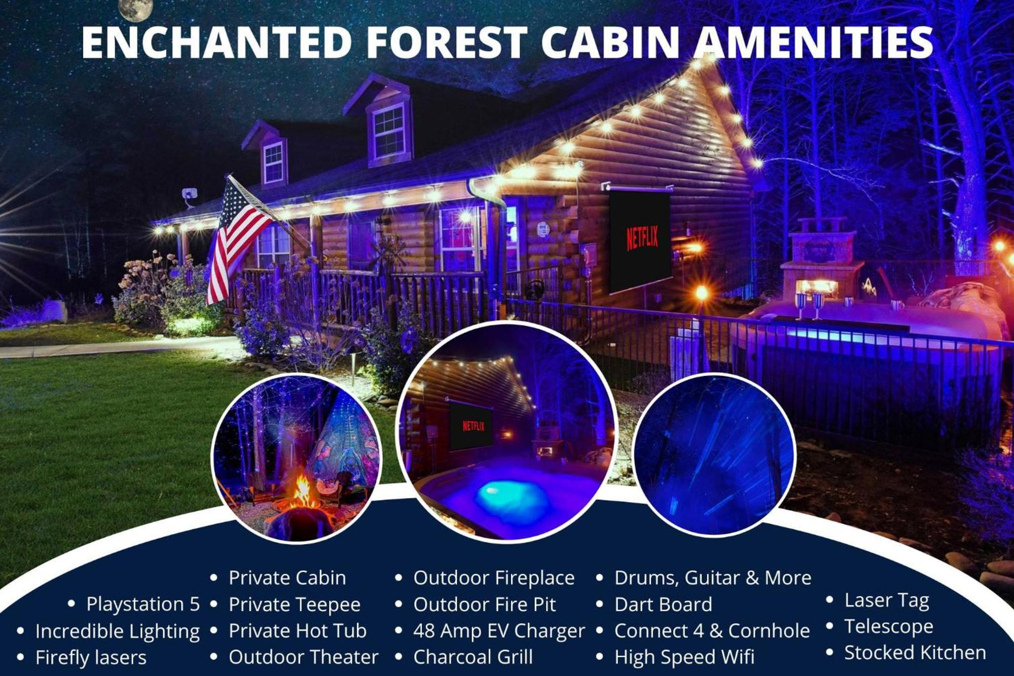 Enchanted Forest Cabin And Teepee! Lights & Laser Show! Private Hot Tub! Unique Stay! Sevierville Extérieur photo